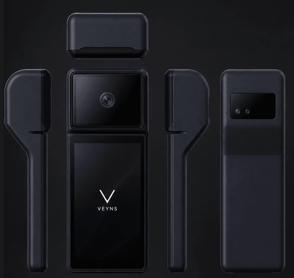 Veyns biometric POS terminal shown from multiple angles